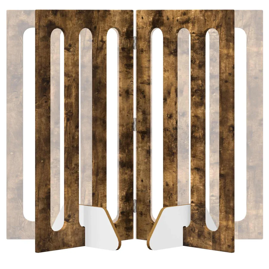 Clôture pliable pour animaux 2 pcs Chêne Fumé Bois d’ingénierie - 7