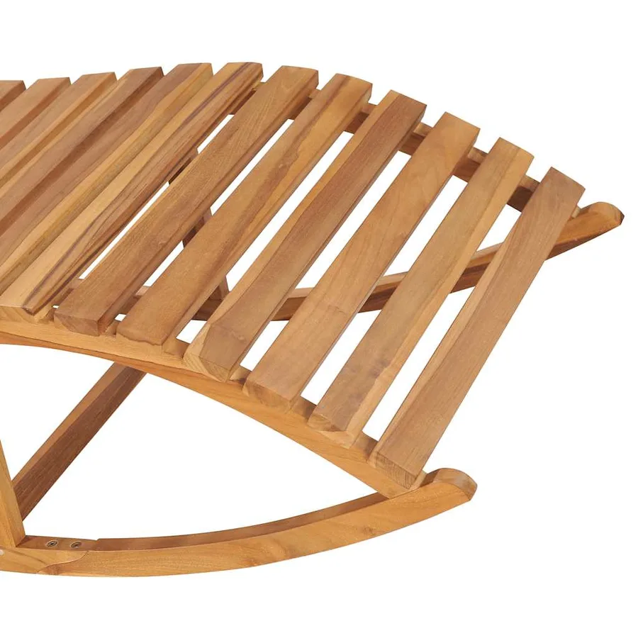 Chaise longue à bascule avec coussin Bois de teck solide - 7
