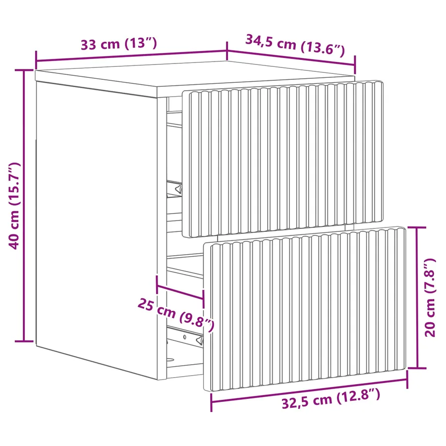 Cabinet de chevet mural 2 pcs Noir 33 x 34,5 x 40 cm - 11