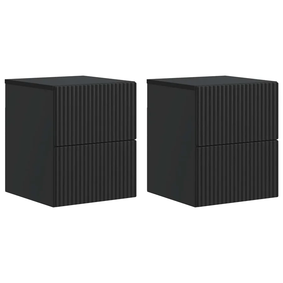 Cabinet de chevet mural 2 pcs Noir 33 x 34,5 x 40 cm - 2