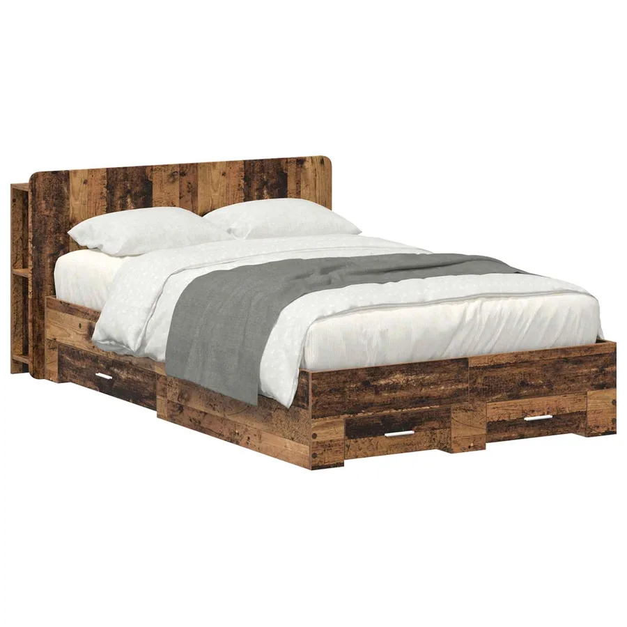 Cadre de lit avec rangement Bois ancien 120 x 190 cm - 2