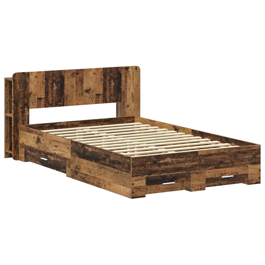 Cadre de lit avec rangement Bois ancien 120 x 190 cm - 3
