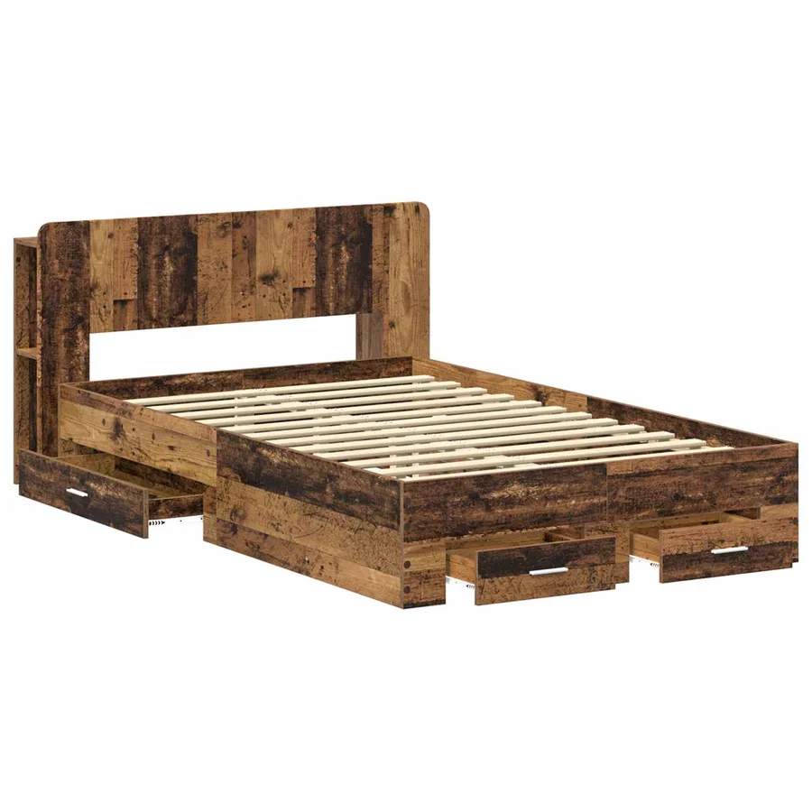 Cadre de lit avec rangement Bois ancien 120 x 190 cm - 4