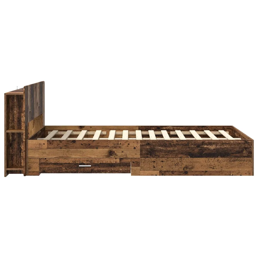 Cadre de lit avec rangement Bois ancien 120 x 190 cm - 5