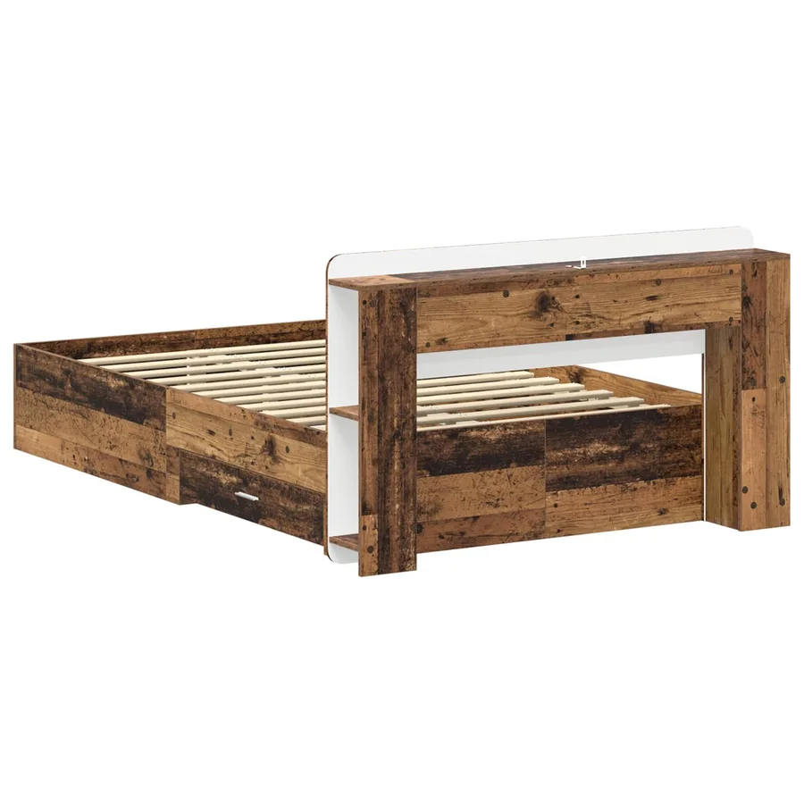 Cadre de lit avec rangement Bois ancien 120 x 190 cm - 6