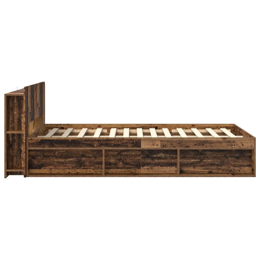 Cadre de lit avec rangement Bois ancien 120 x 200 cm - 4