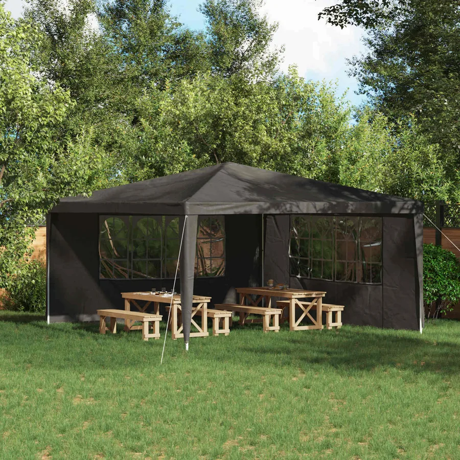 Mur de tente de fête 2 pcs 400 x 195 cm Anthracite PE et acier