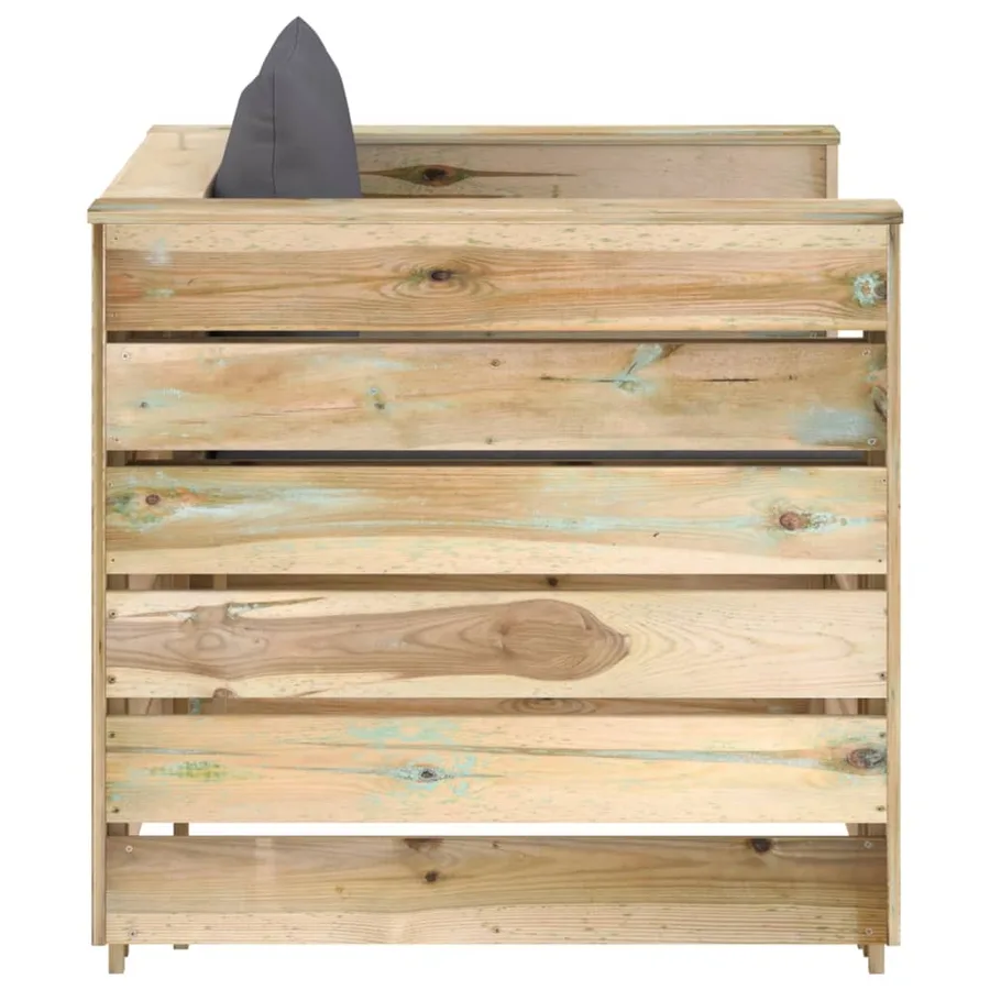 Salon de jardin 2 pcs avec coussins Bois imprégné de vert - 4