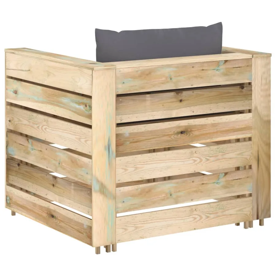 Salon de jardin 2 pcs avec coussins Bois imprégné de vert - 5