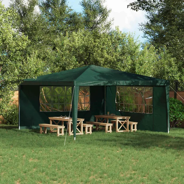 Mur de tente de fête 2 pcs 400 x 195 cm Vert PE et acier