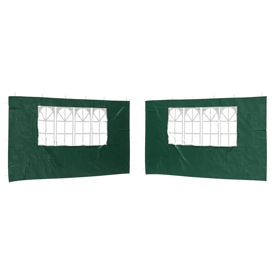 Mur de tente de fête 2 pcs 400 x 195 cm Vert PE et acier - 2