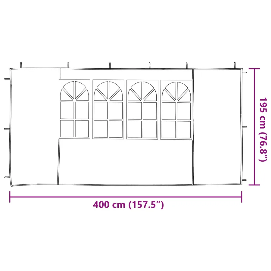 Mur de tente de fête 2 pcs 400 x 195 cm Vert PE et acier - 6