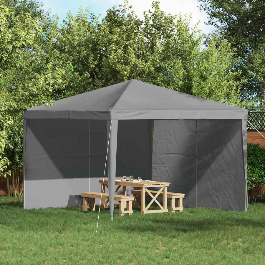 Mur de tente de fête 2 pcs Gris clair 400 x 195 cm PE et acier