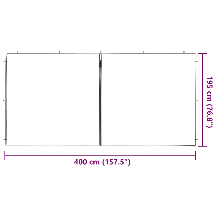 Mur de tente de fête 2 pcs Gris clair 400 x 195 cm PE et acier - 6
