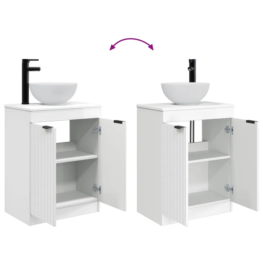 Meuble de salle de bain avec évier Blanc brillant - 11