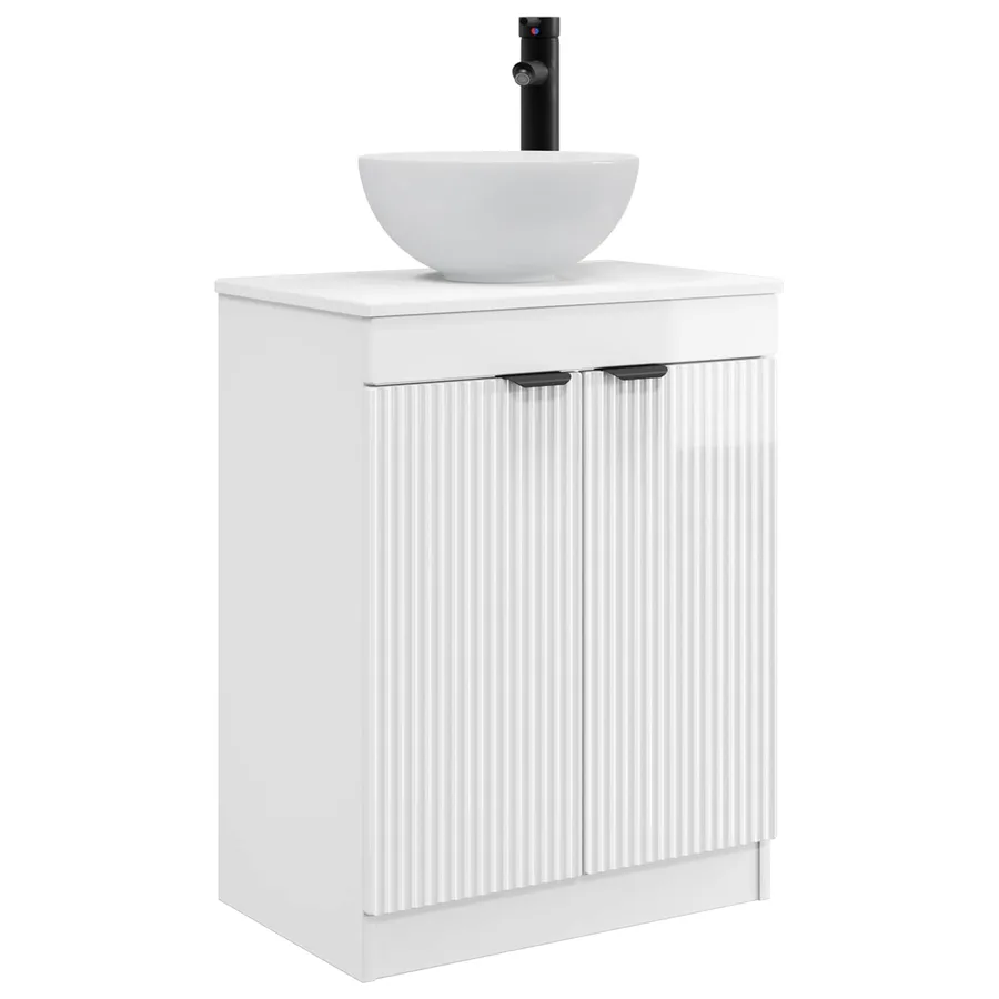 Meuble de salle de bain avec évier Blanc brillant - 2
