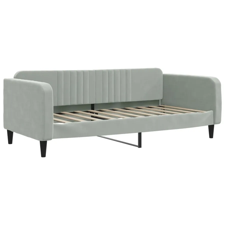 Lit de jour gris clair 100x190 cm velours - 2