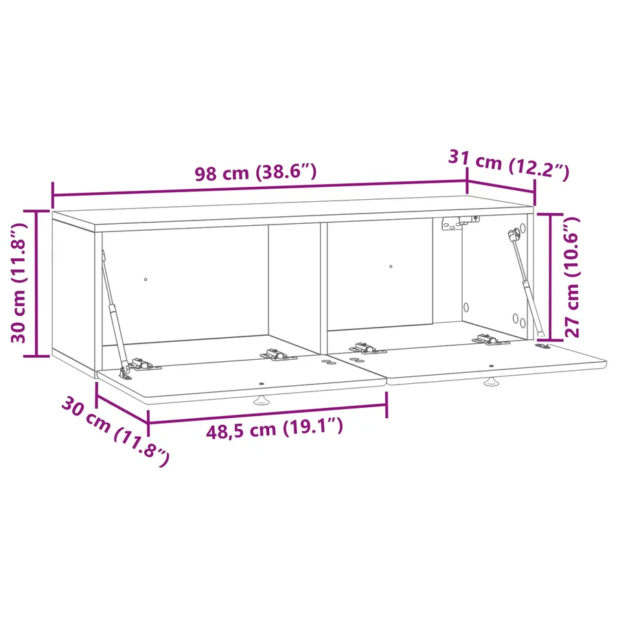 Meuble TV mural 98 x 31 x 30 cm Blanc brillant - 12