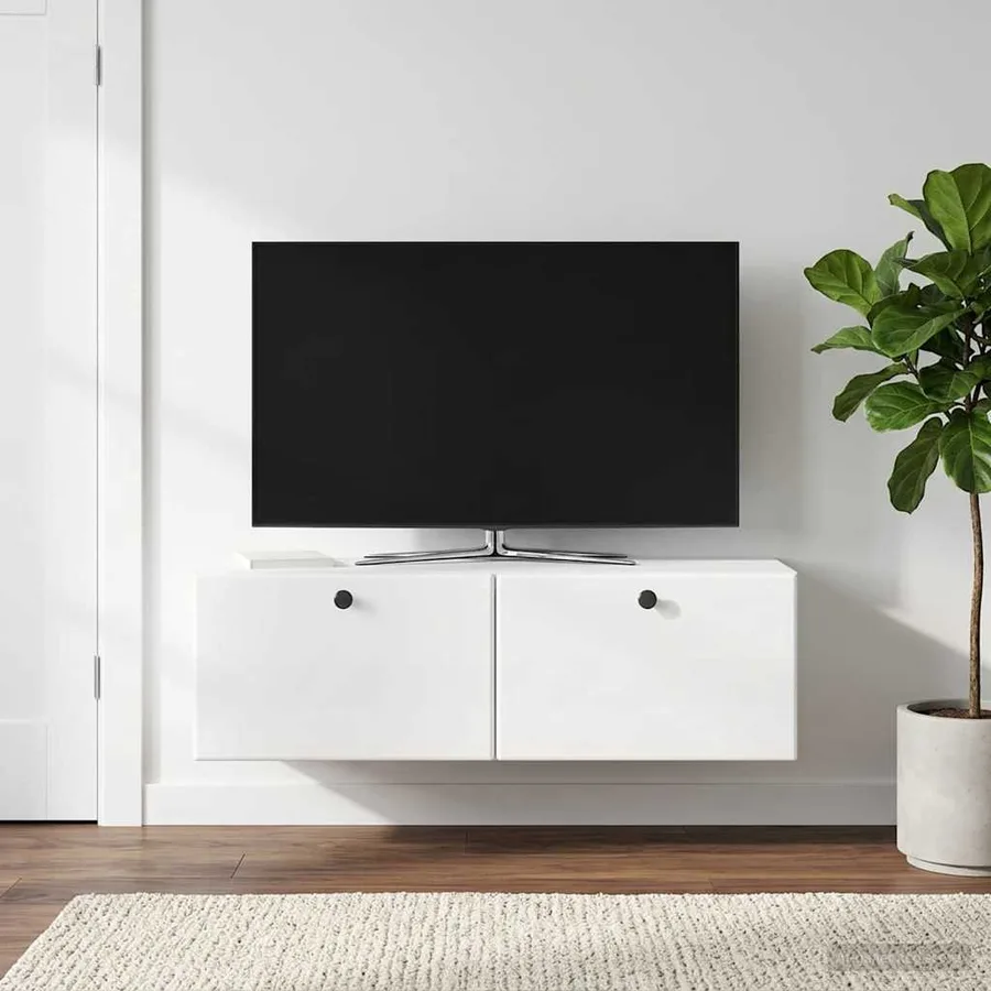 Meuble TV mural 98 x 31 x 30 cm Blanc brillant - 4