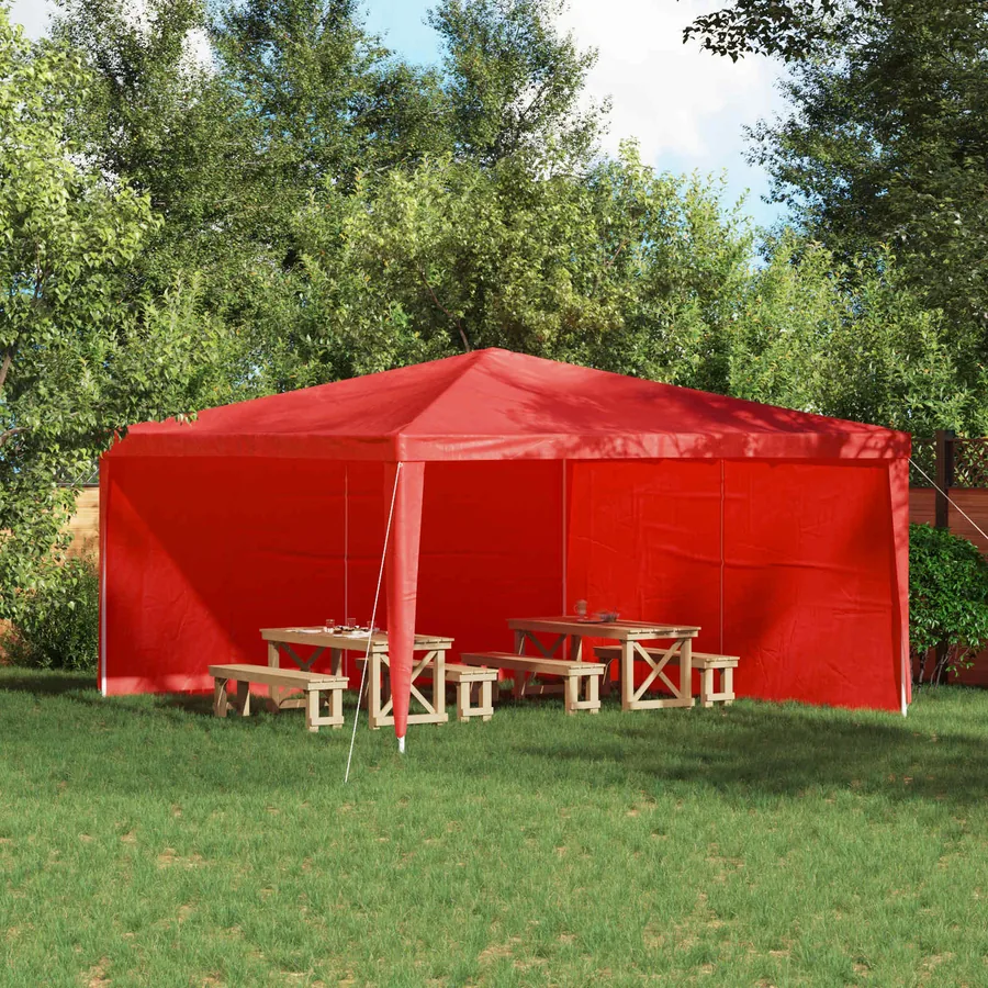 Mur de tente de fête 2 pcs Rouge 400 x 195 cm PE et acier