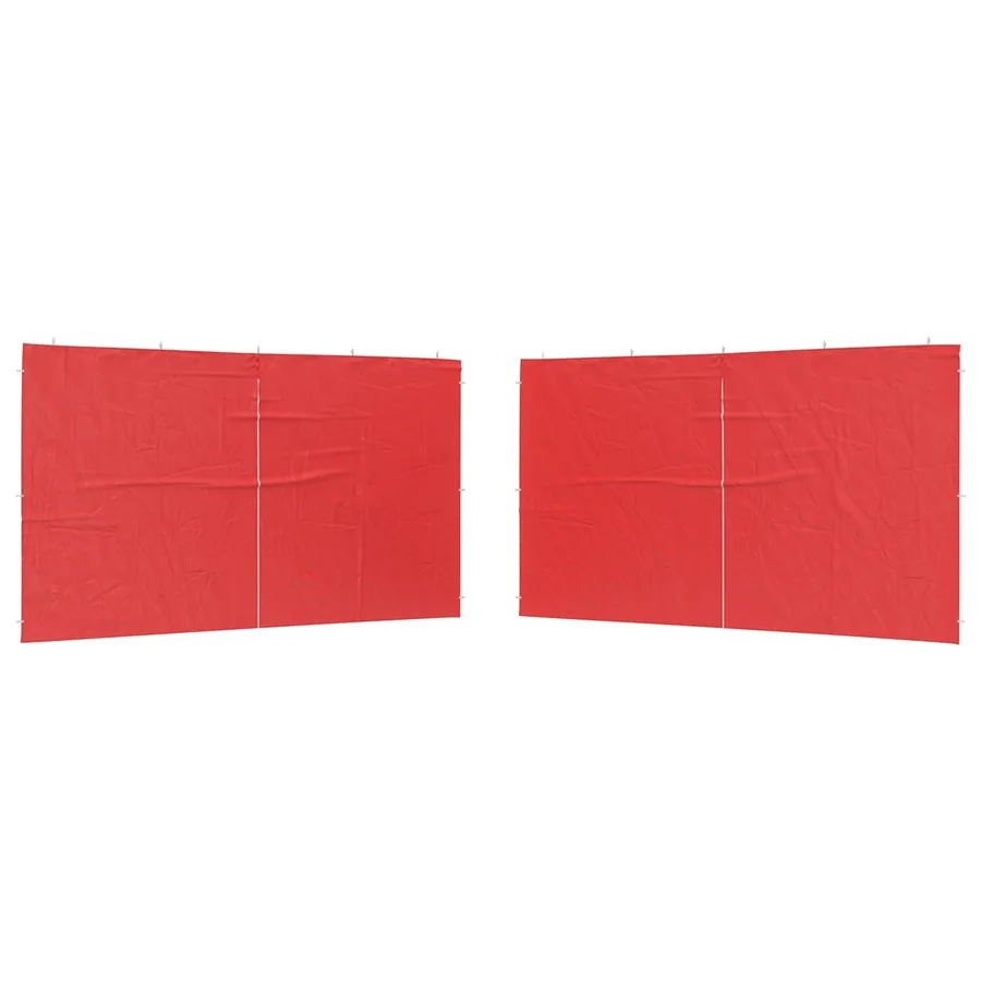 Mur de tente de fête 2 pcs Rouge 400 x 195 cm PE et acier - 2