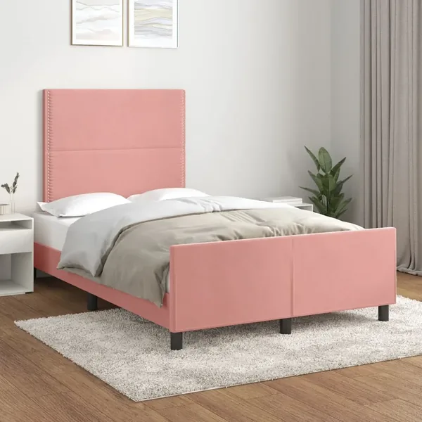 Bed frame without mattress pink 120x200 cm velvet