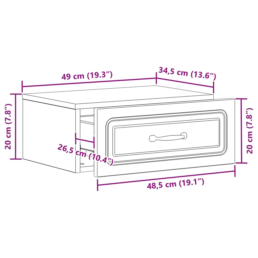Cabinet de chevet mural 2 pcs Noir 49 x 34,5 x 20 cm - 12