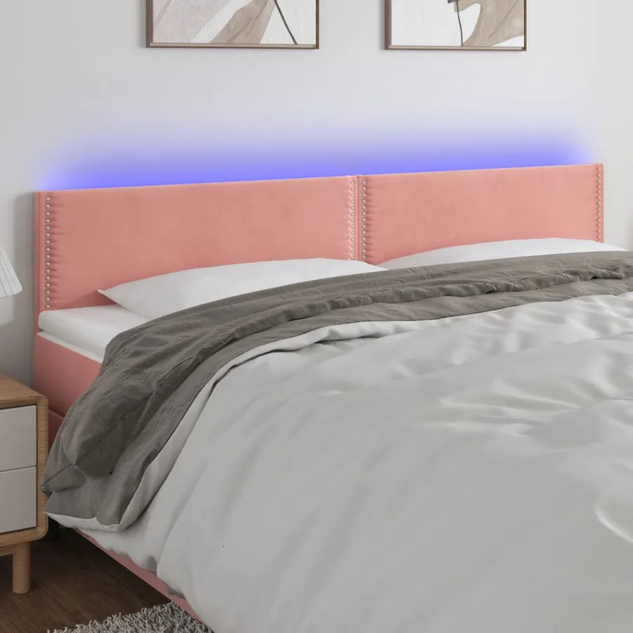 LED headboard pink 200x5x78/88 cm velvet