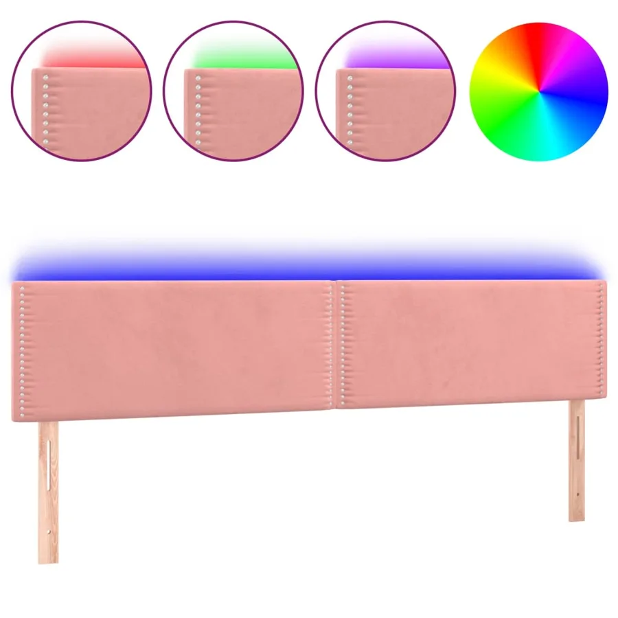 Tête de lit à LED Rose 200x5x78/88 cm Velours - 2
