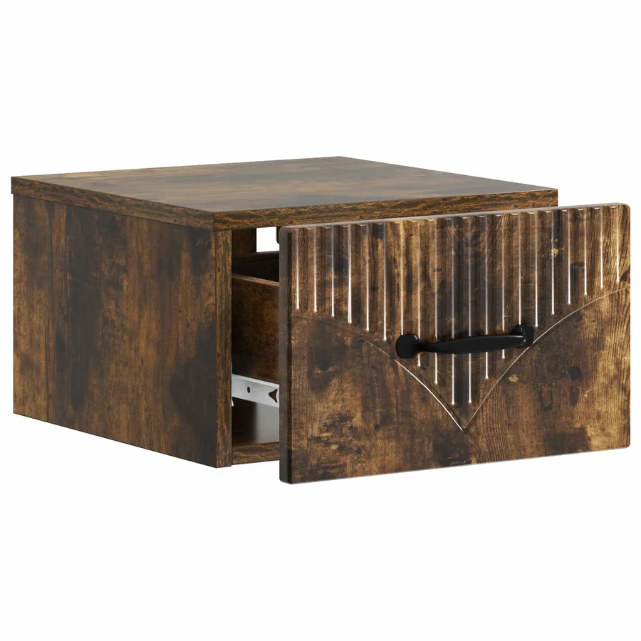 Cabinet de chevet mural Chêne fumé 34,5 x 33 x 20 cm - 4