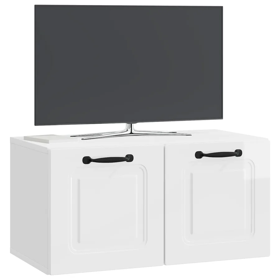 Meuble TV mural Montage mural Blanc brillant 59,5 x 31 x 30 cm - 3