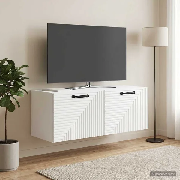 Meuble TV mural Montage mural Blanc brillant 78,5 x 31 x 30 cm
