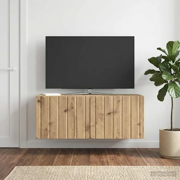 Meuble TV mural 78,5 x 31 x 30 cm Chêne artisanal
