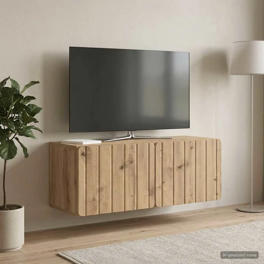 Meuble TV mural 78,5 x 31 x 30 cm Chêne artisanal - 4