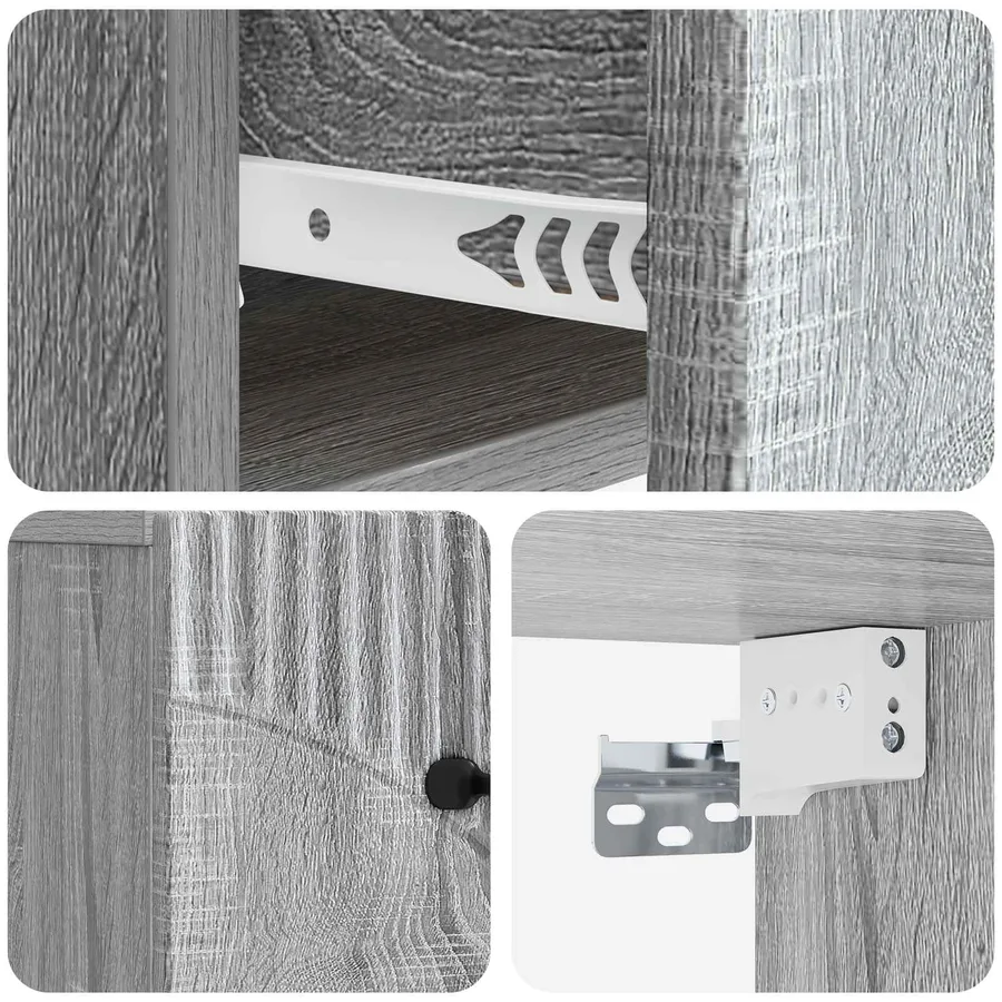 Cabinet de chevet mural Sonoma gris 34,5 x 33 x 20 cm - 8