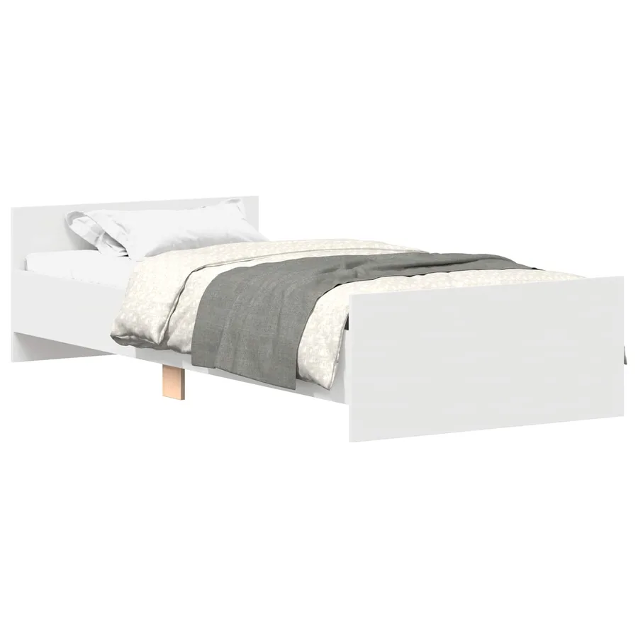Cadre de lit avec tête de lit Blanc Bois d'ingénierie - 2