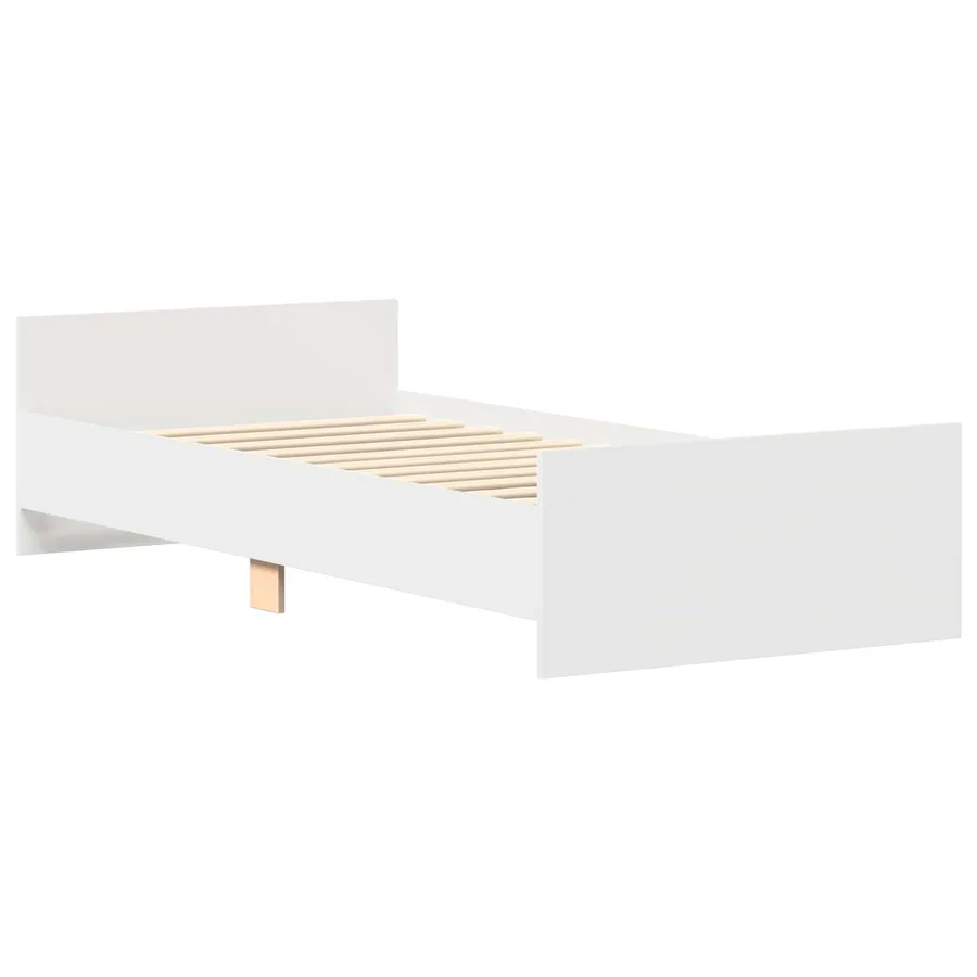 Cadre de lit avec tête de lit Blanc Bois d'ingénierie - 3