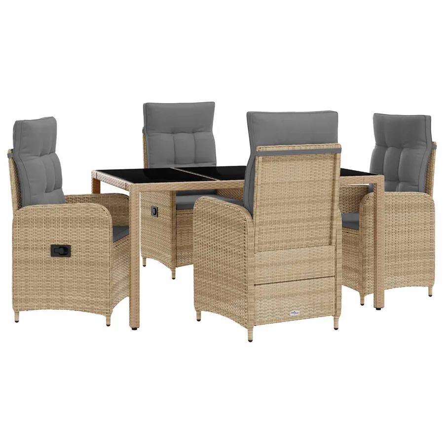 Ensemble de repas extérieur 5 pcs Beige et Gris clair - 2