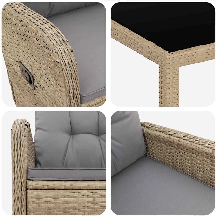 Ensemble de repas extérieur 5 pcs Beige et Gris clair - 7