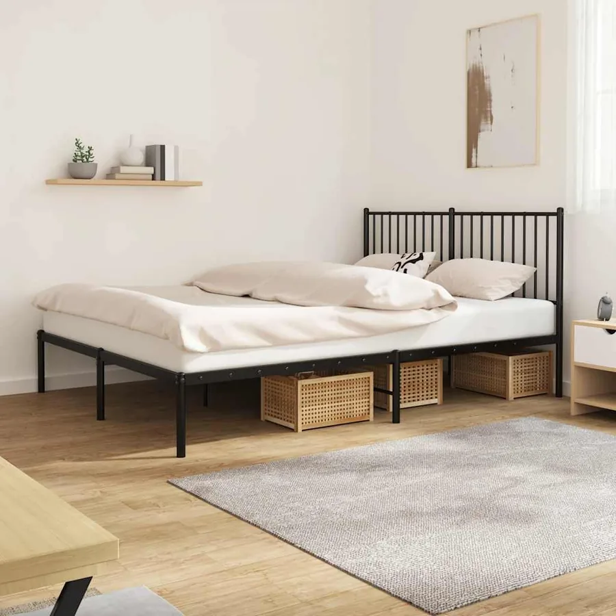 Metal bed frame without mattress and headboard black 160x200 cm