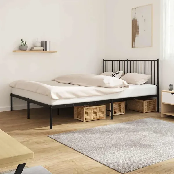 Metal bed frame without mattress and headboard black 160x200 cm