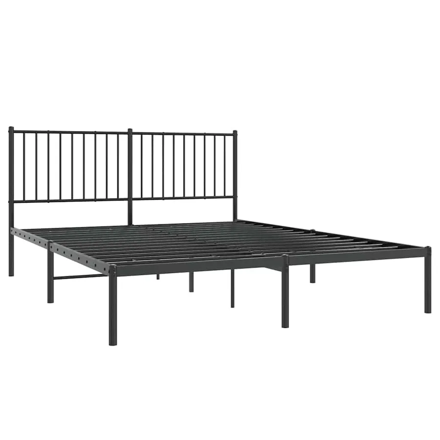 Cadre de lit métal sans matelas et tête de lit noir 160x200 cm - 3