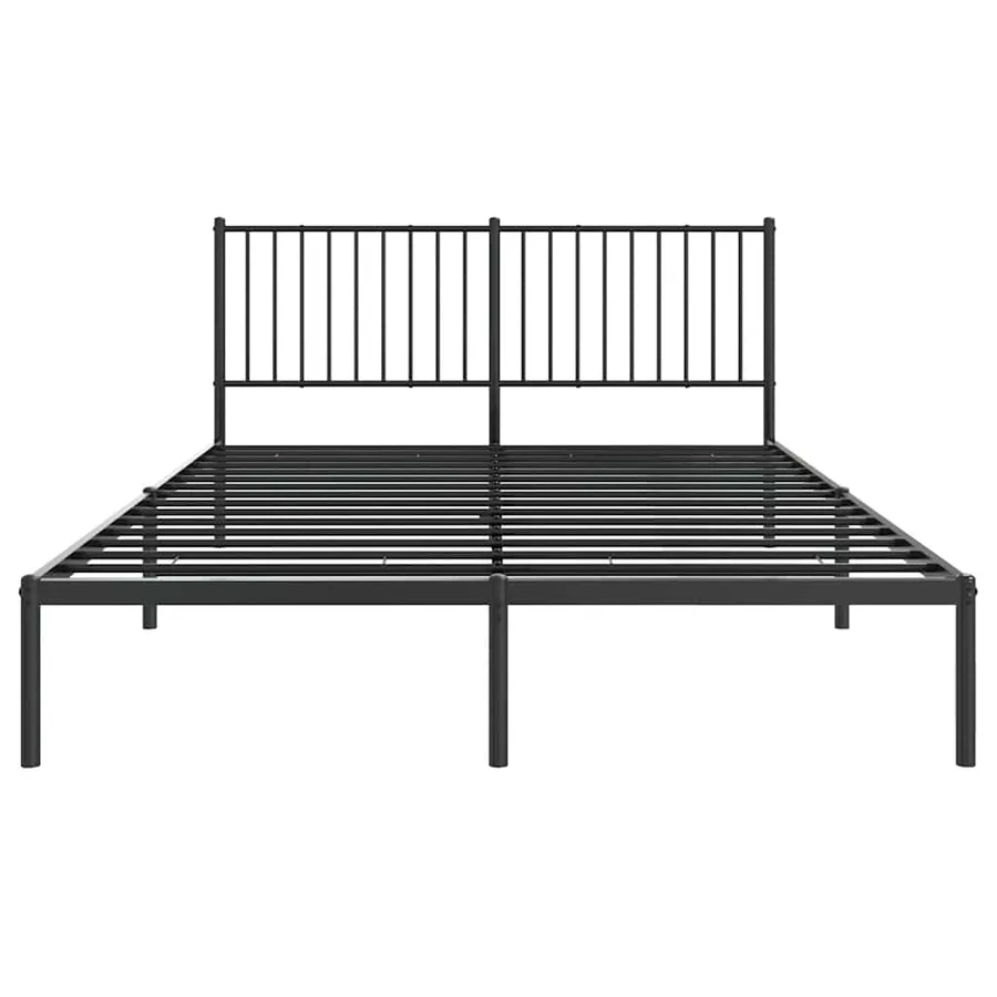 Cadre de lit métal sans matelas et tête de lit noir 160x200 cm - 5