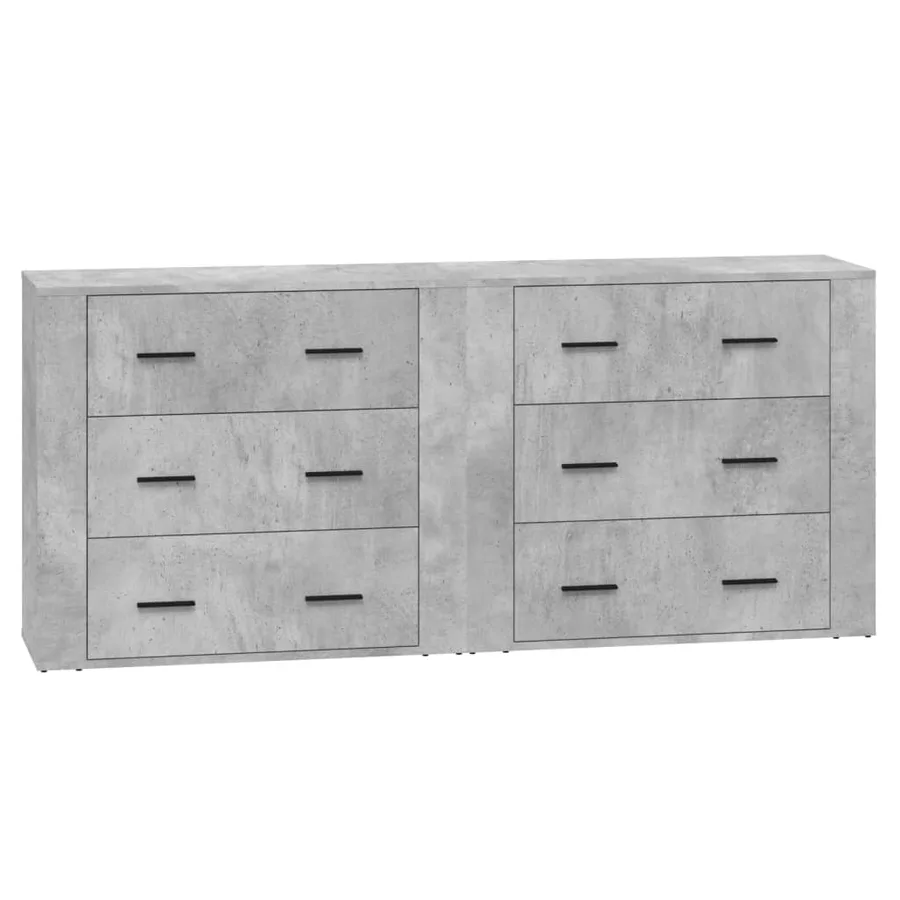 Buffets 2 pcs gris béton bois d'ingénierie - 2