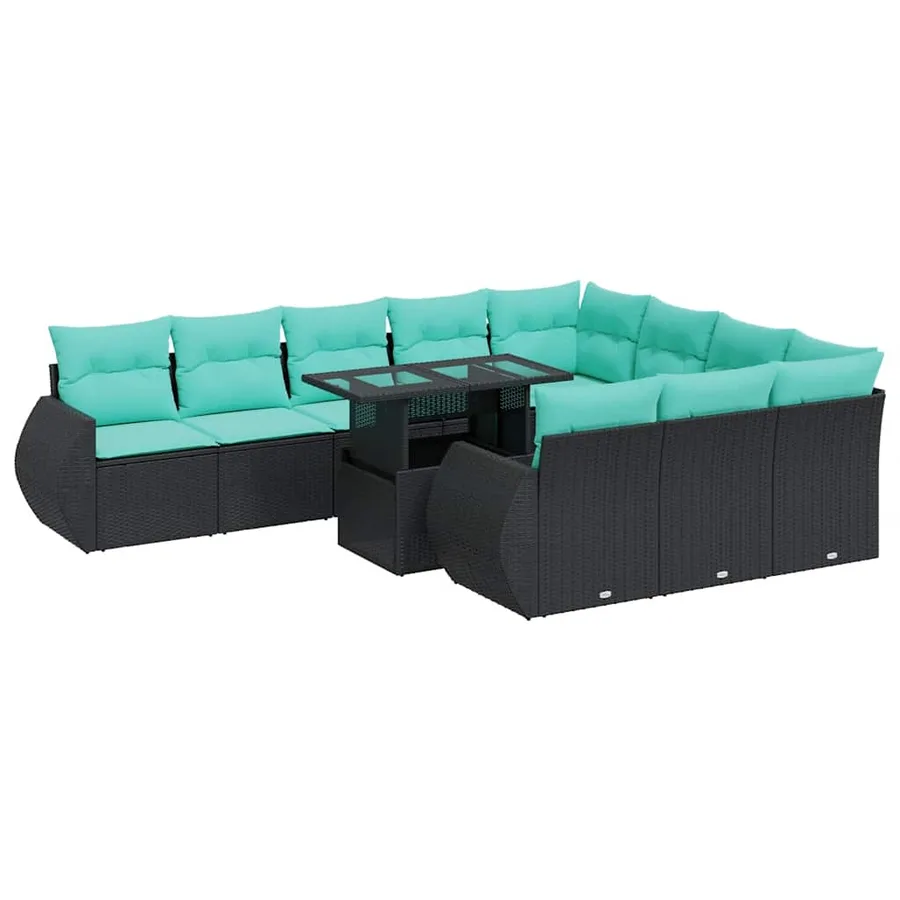 Ensemble de canapés de jardin 11 pcs et coussins rotin acacia - 2