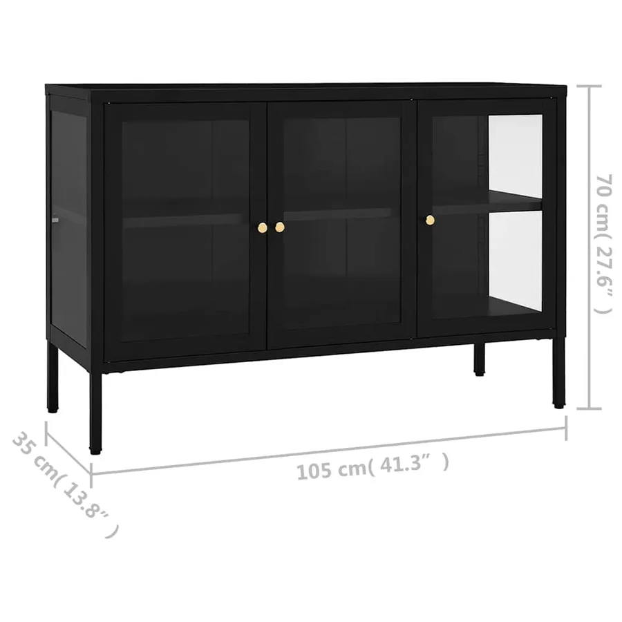 Buffet Noir 105x35x70 cm Acier et verre - 10