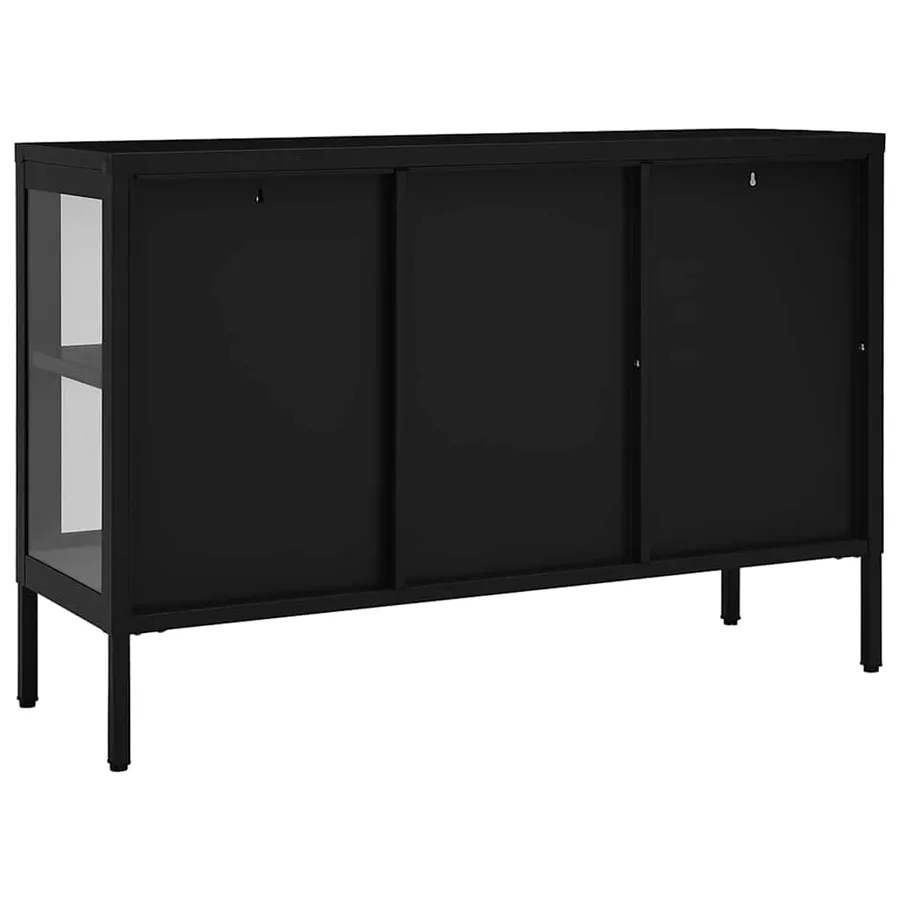 Buffet Noir 105x35x70 cm Acier et verre - 5