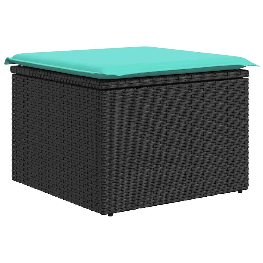 Salon de jardin 9 pcs avec coussins noir résine tressée - 7