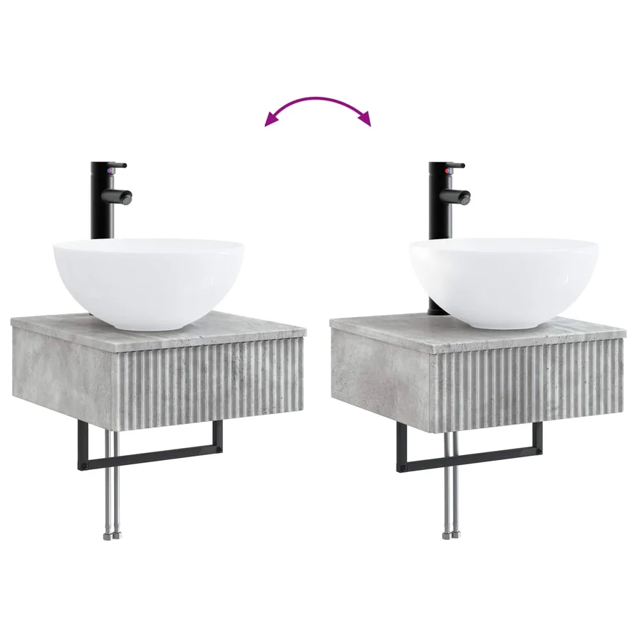 Ensemble d'armoire de salle de bain 5 pcs Gris béton - 13