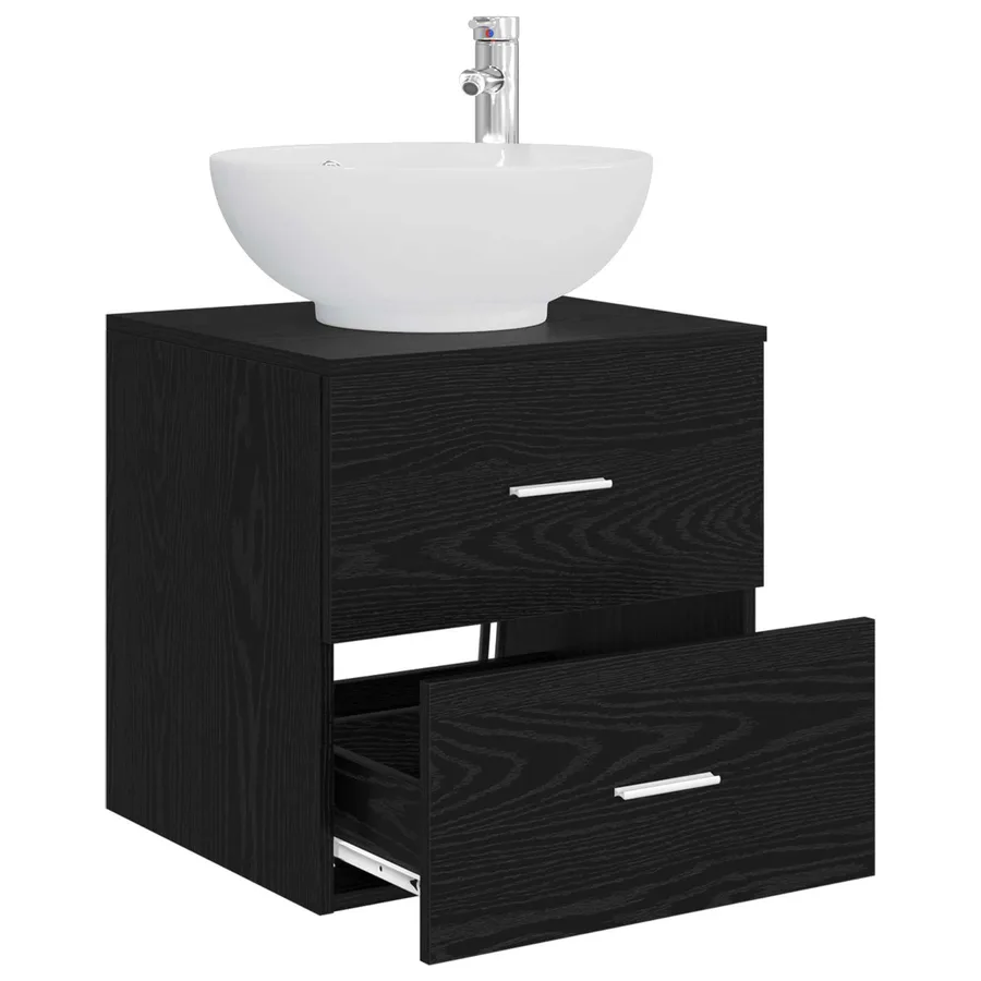 Vanité de lavabo mural Chêne noir 49,5 x 44,5 x 66,5 cm - 3